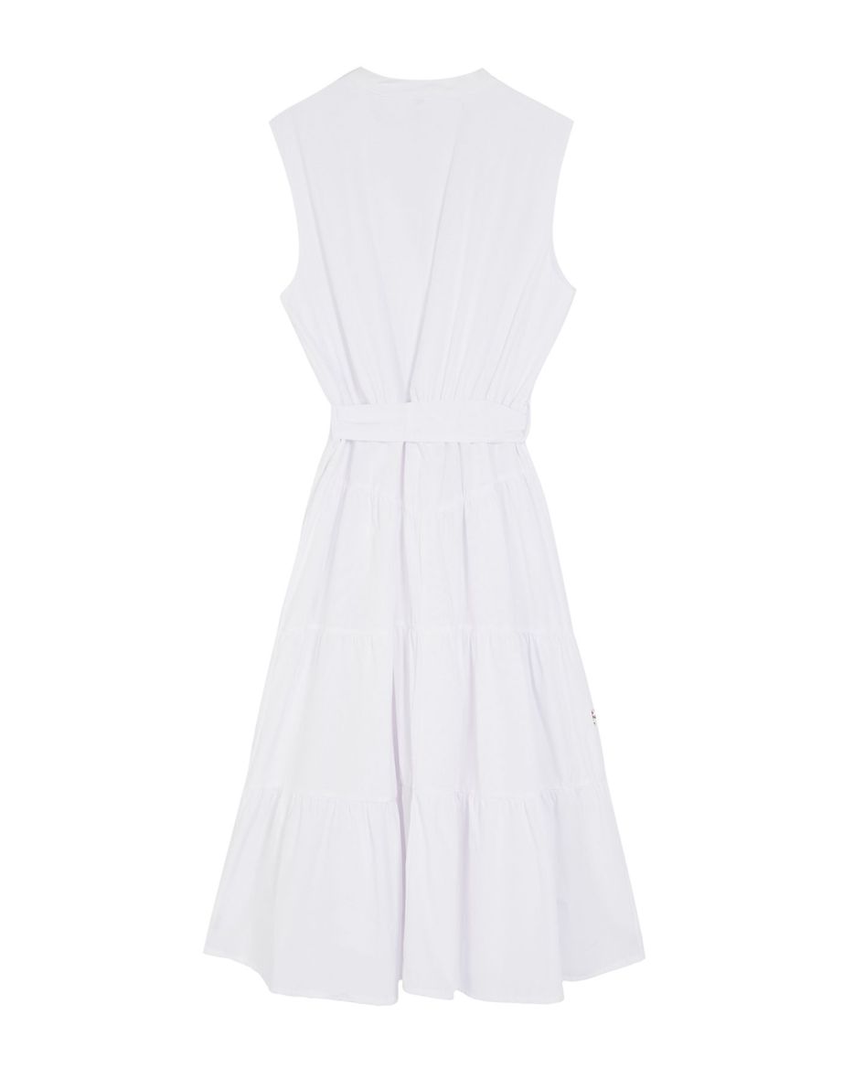 White A-Line Embroidered Midi Woven Dress - 6