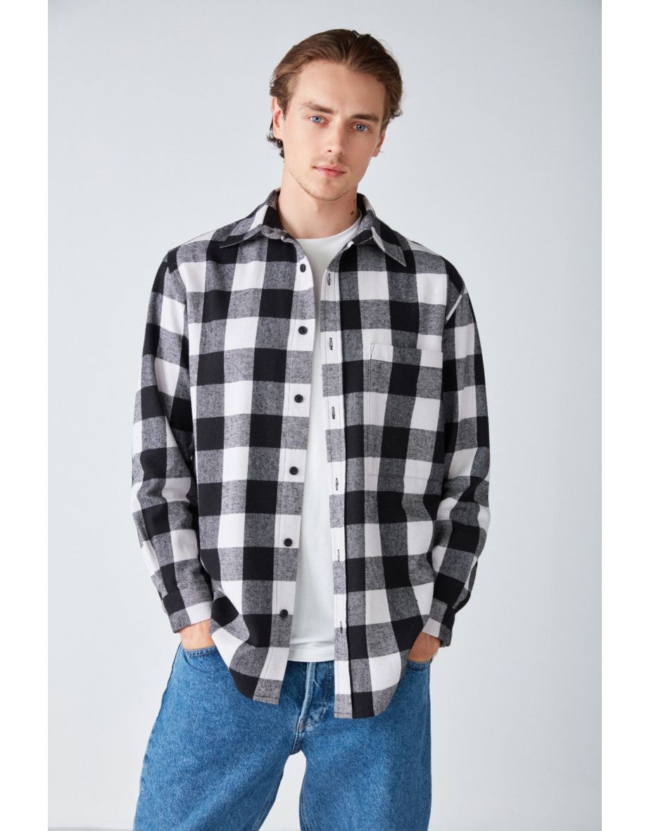 Cullen Men's Lumberjack Shirt Thick Textured Fleece Top And Soft Plaid Jacket Shirt