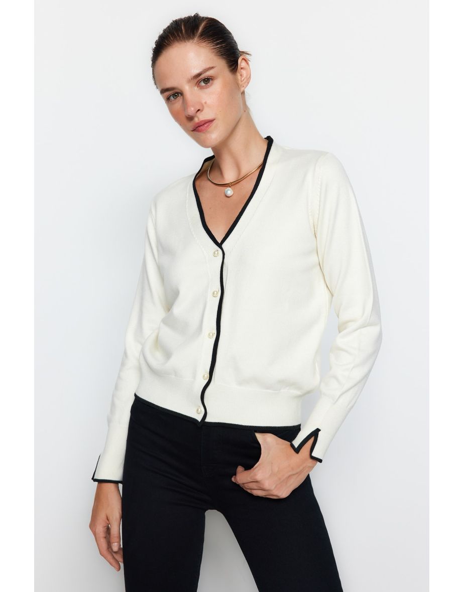 Cardigan - Ecru - Slim fit