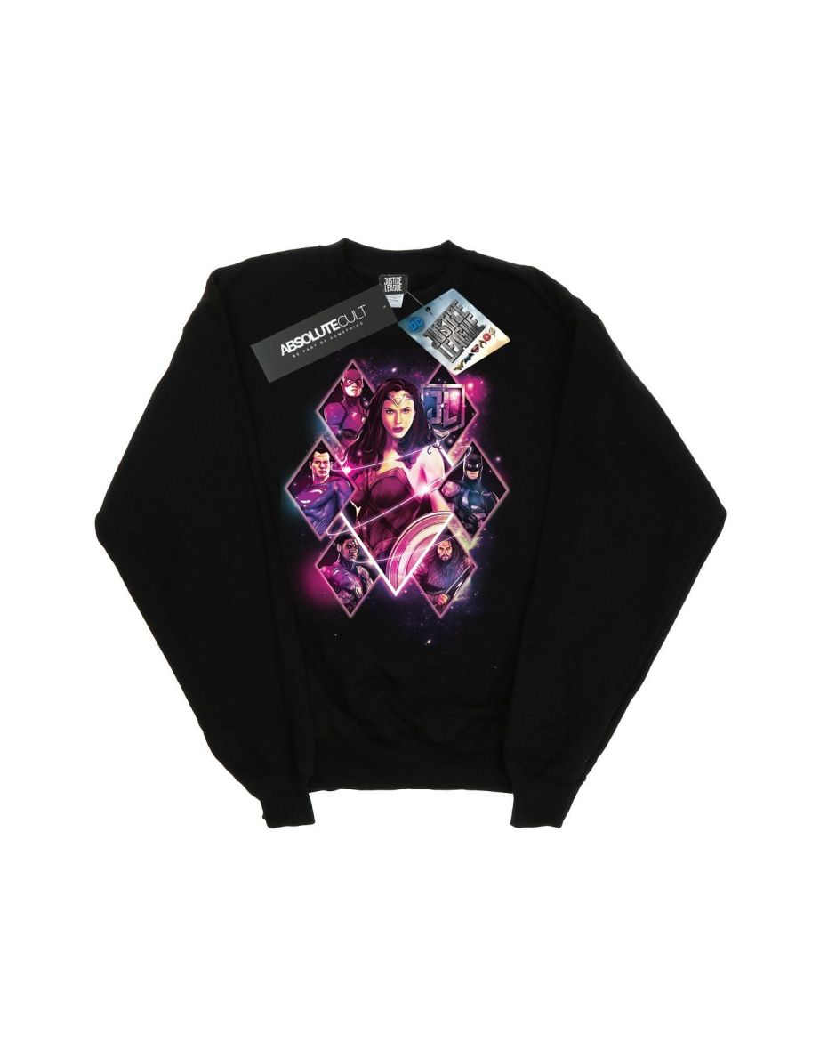 DC Comics Boys Justice League Movie Team Diamonds Sweatshirt - Black