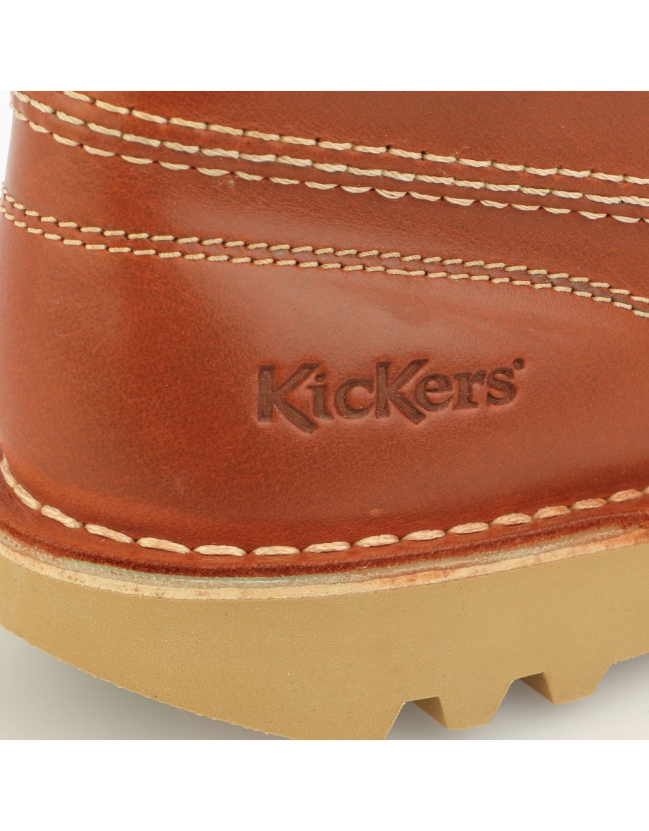 Boy's Kickers Junior Kick Hi Core Leather Boots in Brown - 5