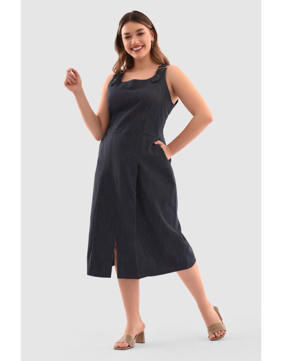 Closet  London Curves Denim Sleeveless Midi Dress