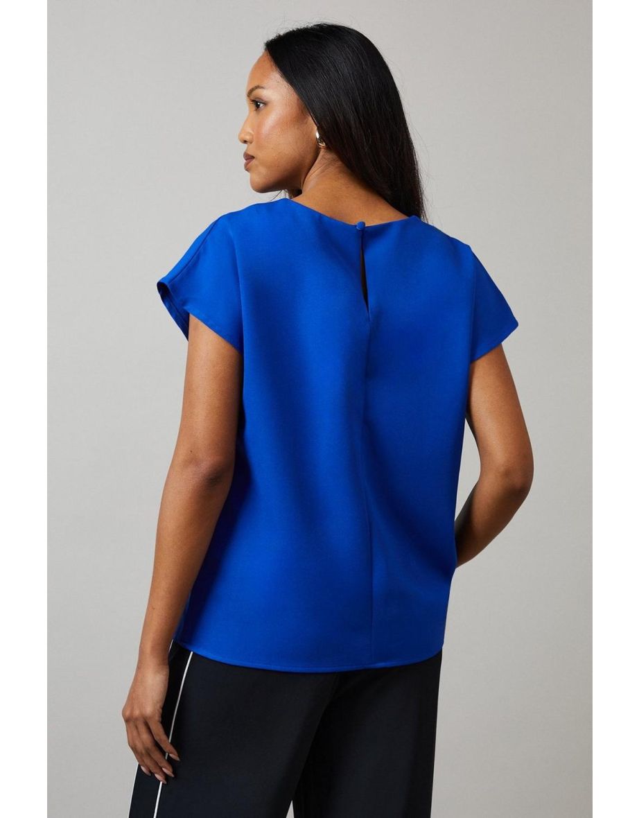 Blue Plain Short Sleeve Top - 3