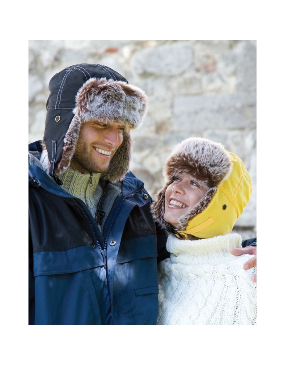 Result Unisex Classic Thermal Winter/Ski Sherpa Trapper Hat - Midnight Navy - 1