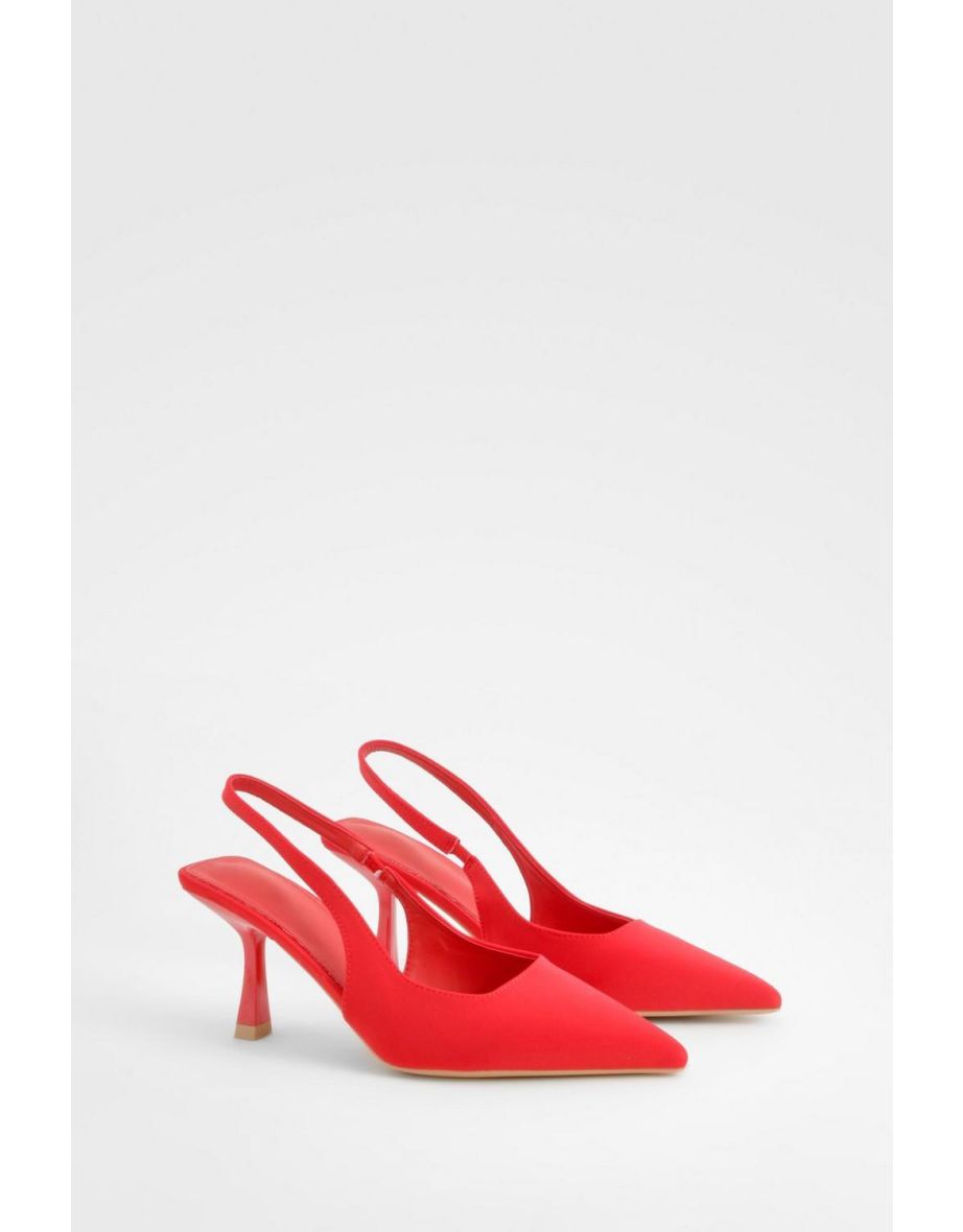 Pointed Mid Heel Courts - red