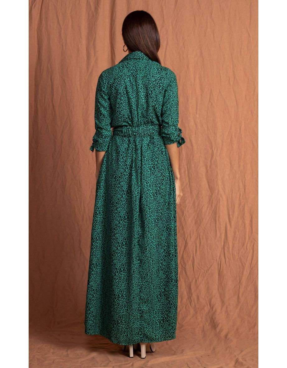 Dove Dress in Small Green Leopard - 3