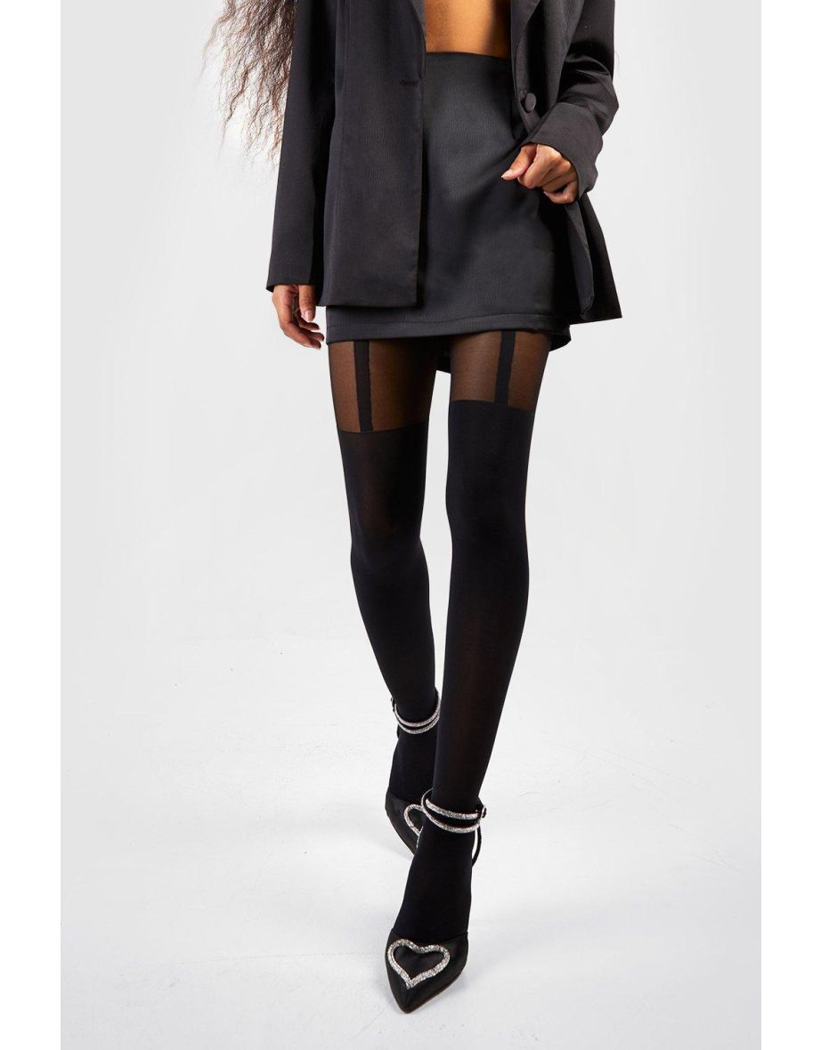Mock suspender tights sales