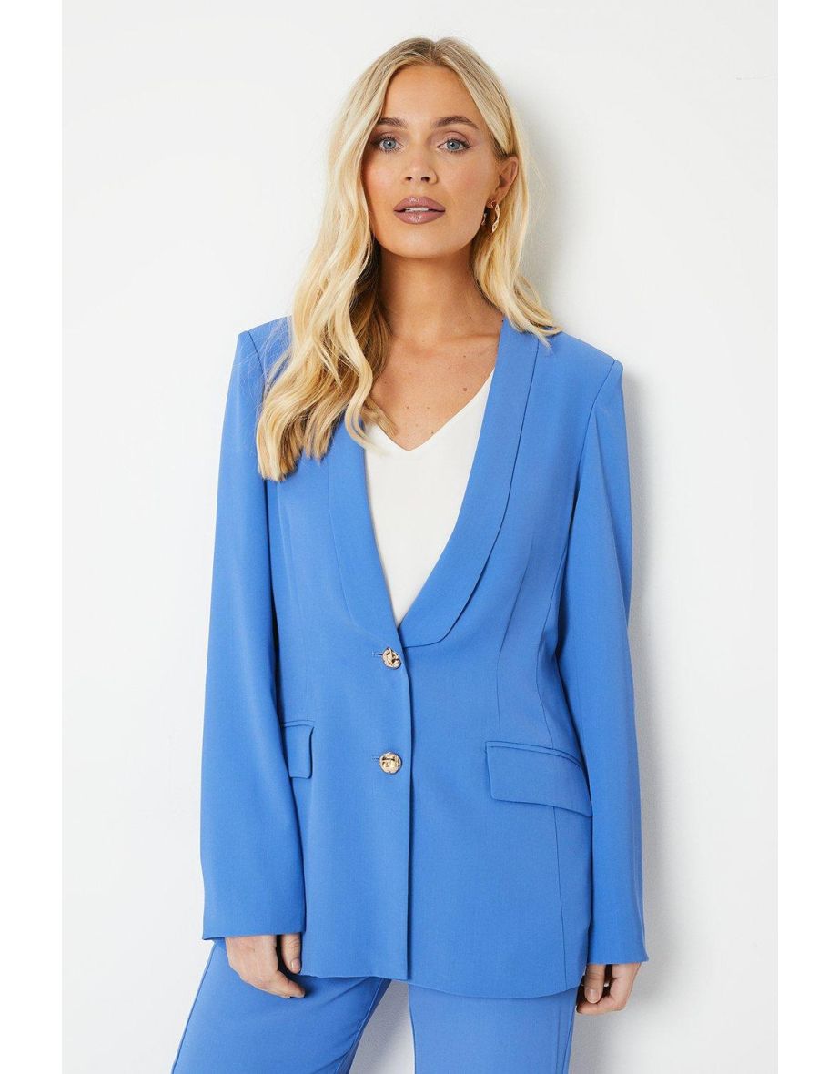 Button Detail Shawl Collar Blazer