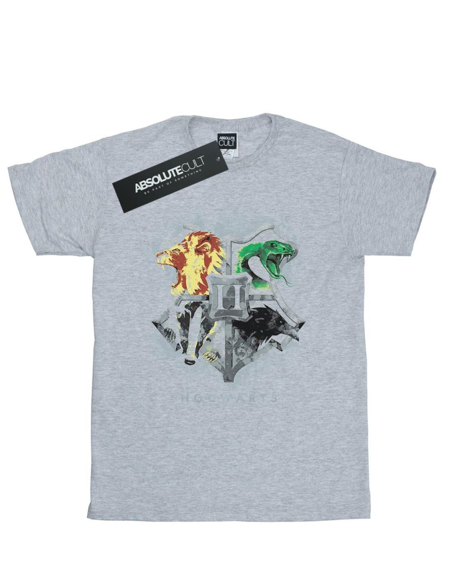 Harry Potter Mens Hogwarts Painted Crest T-Shirt - Sports Grey - 3