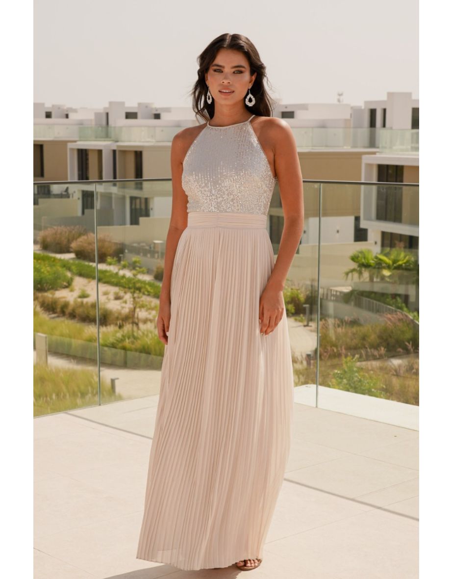 Shop TFNC Serene Sequin Mink Maxi Dress Online in Qatar VogaCloset