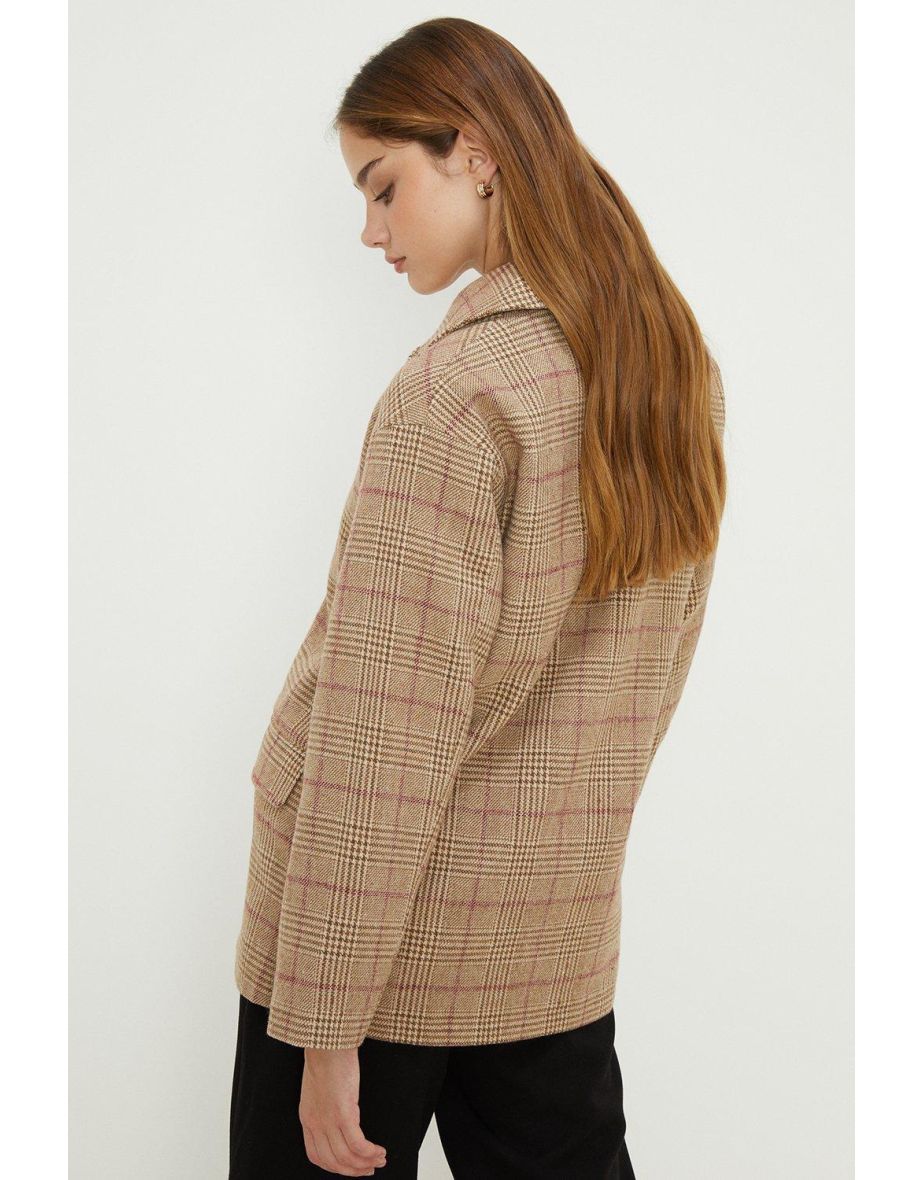 Checked Double Breasted Coat - 2