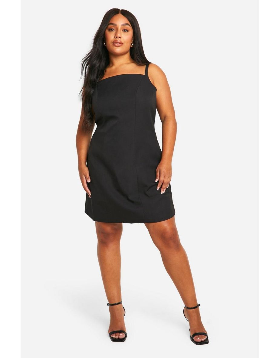 Plus Tailored Shift Dress - black