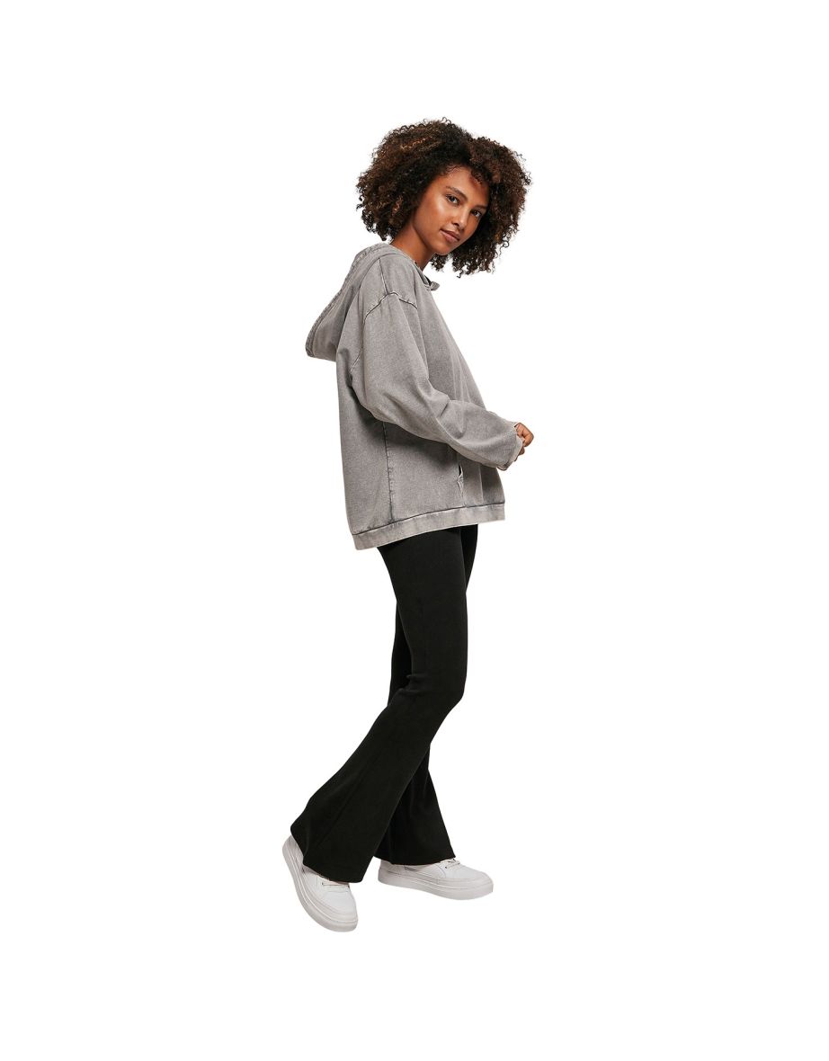 Womens/Ladies Acid Wash Oversized Hoodie - Asphalt - 3