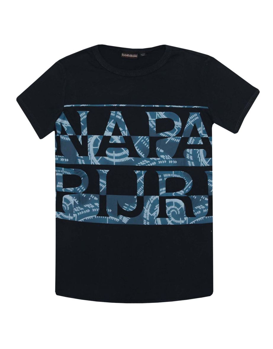 Boy's Napapijri Junior Andoya Print T-Shirt in Blue