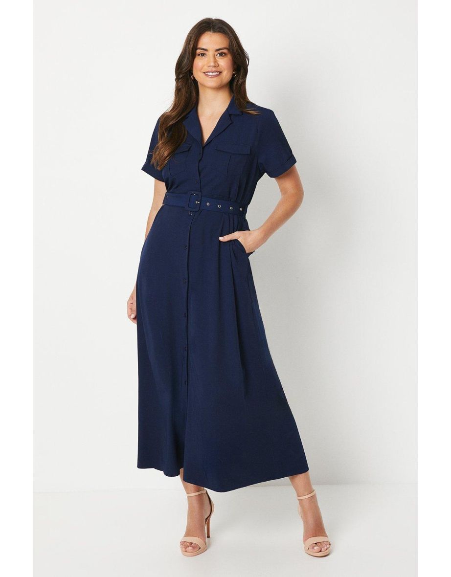 Shop Belted Utility Maxi Dress Online in Bahrain VogaCloset
