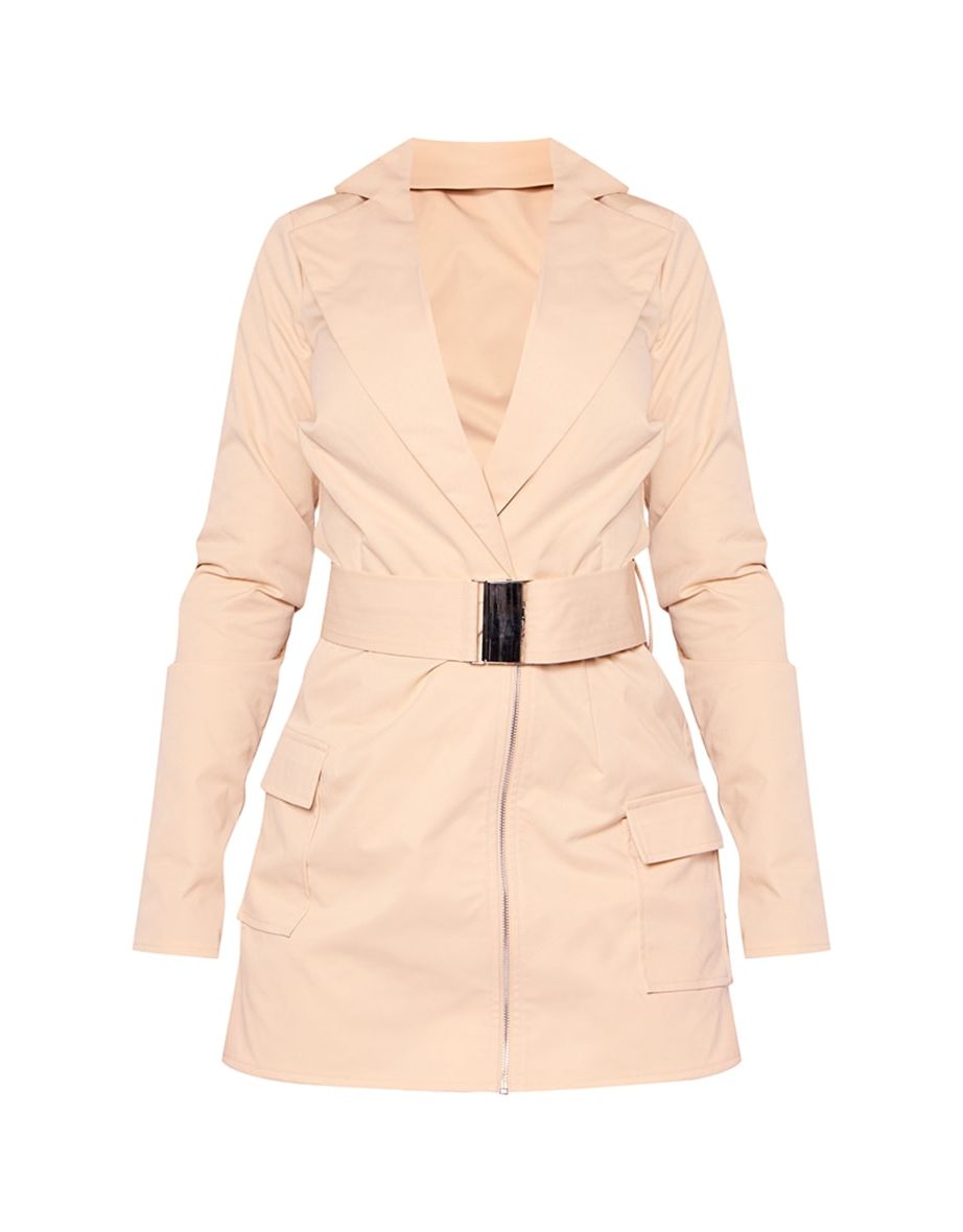 Cream Cargo Pocket Detail Plunge Skort Playsuit - 4