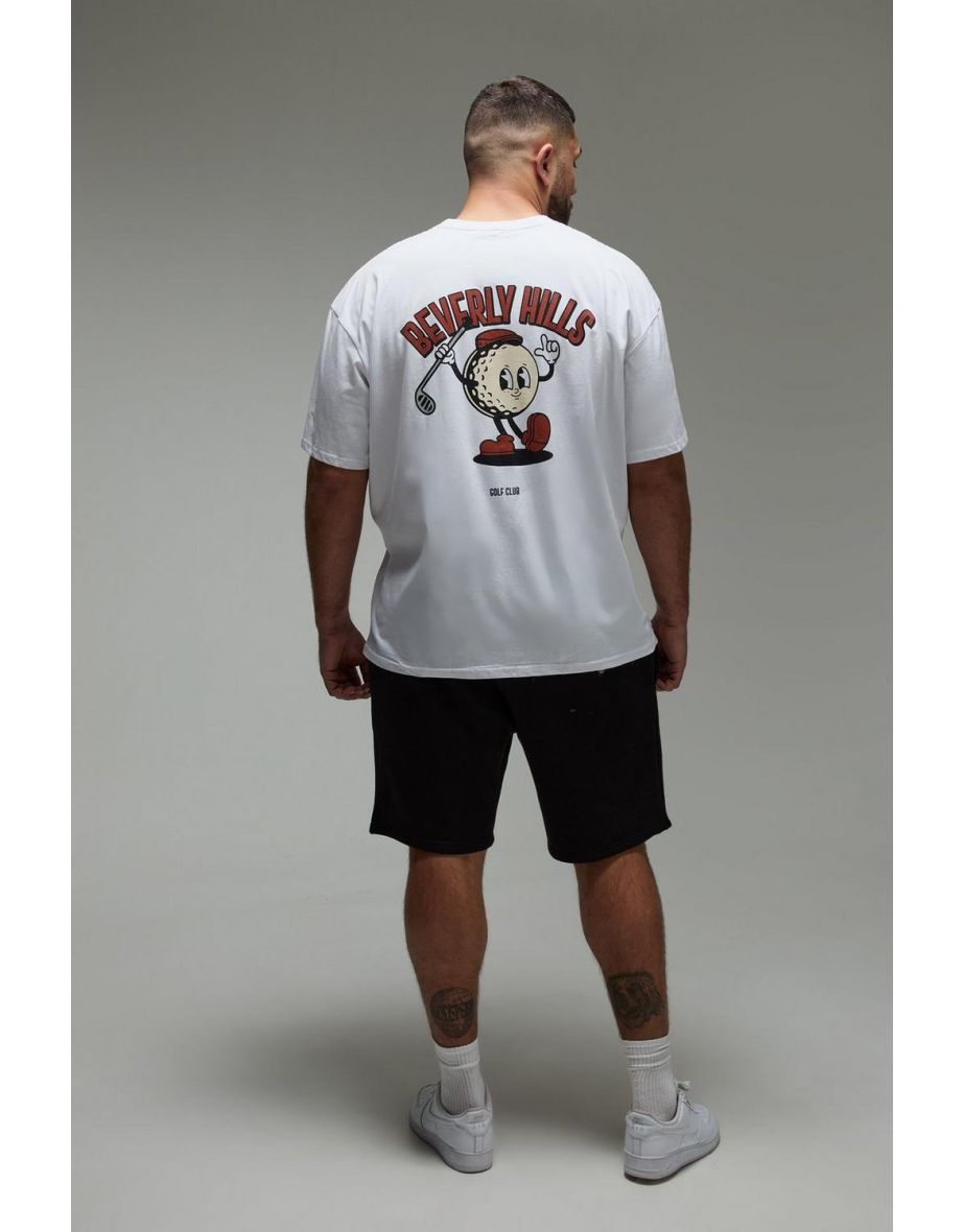Plus Oversized Beverley Hills Golf Cartoon Graphic T-Shirt - white - 2
