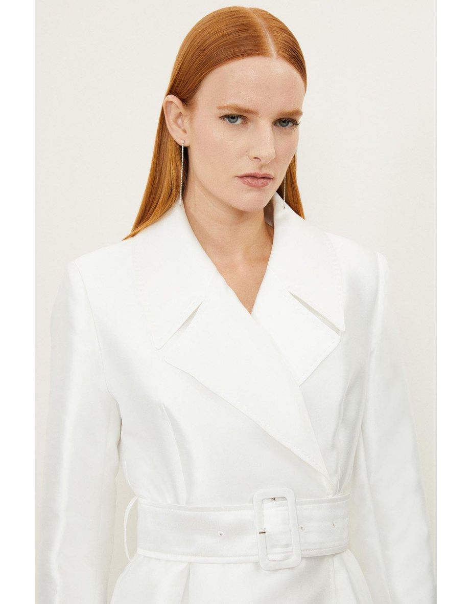 Karen Millen Petite Cream Satin Midaxi Coat - 2