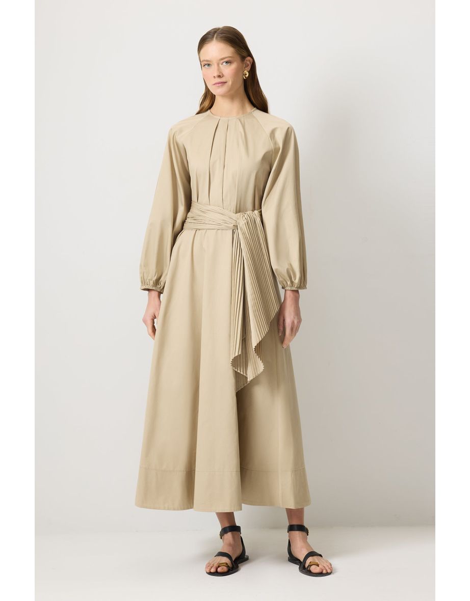 DRESS WITH PLEATED BELT