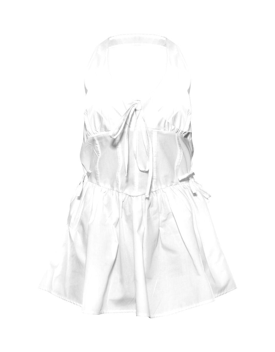 Petite White Ruched Halterneck Mini Dress - 4