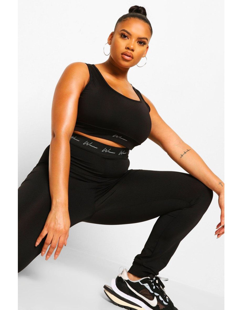 Plus Activewear 'Woman' Compression Gym Leggings - black - 3