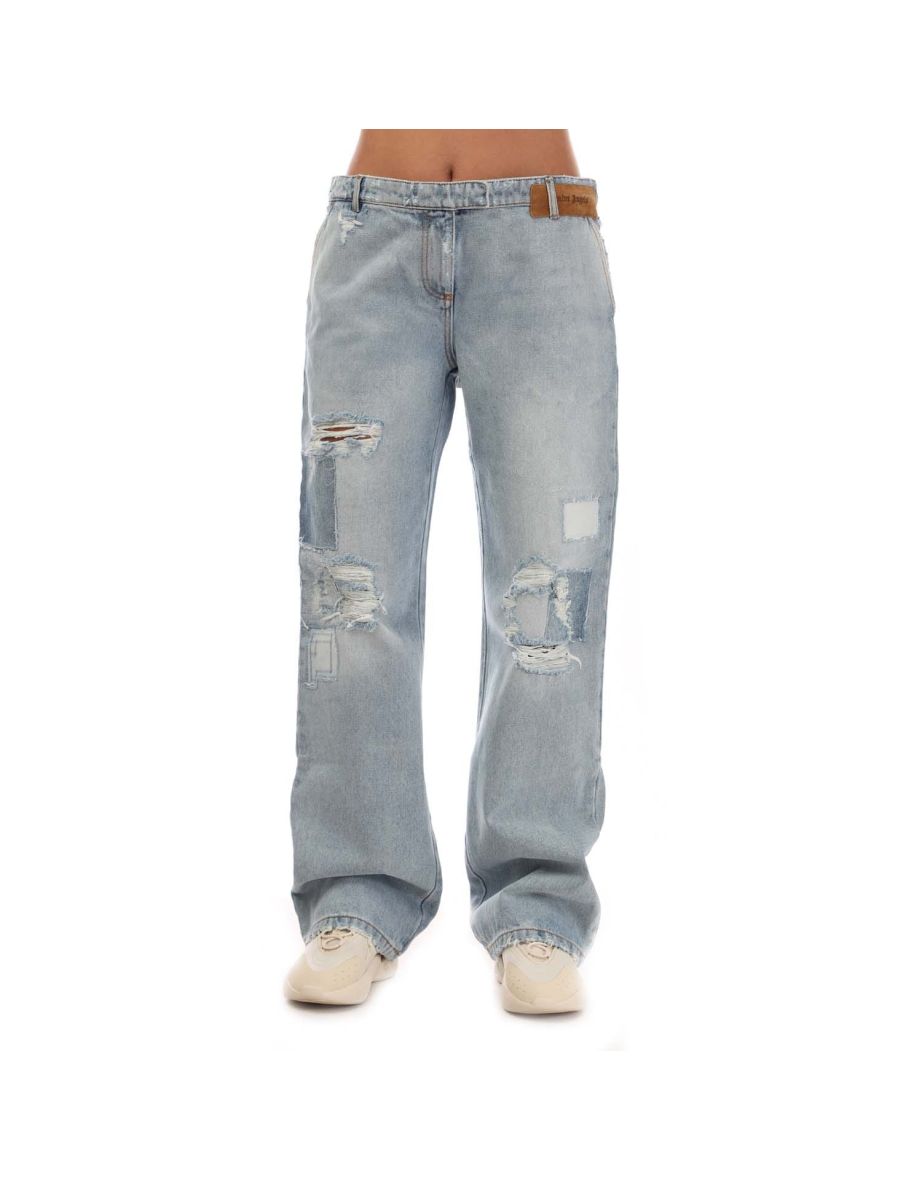 Women's Palm Angels Straight Leg Denim Jeans in Blue