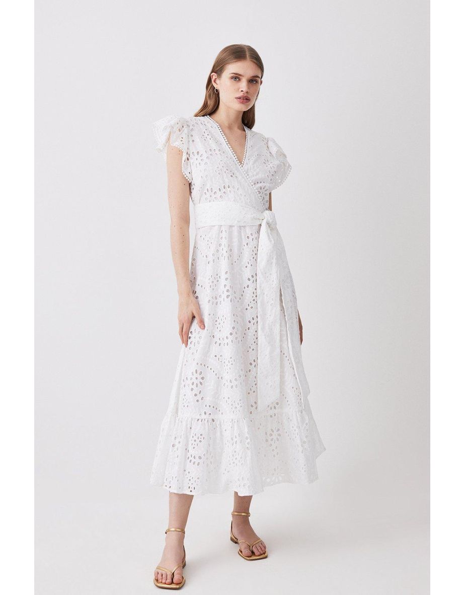 Karen millen best sale white broderie dress