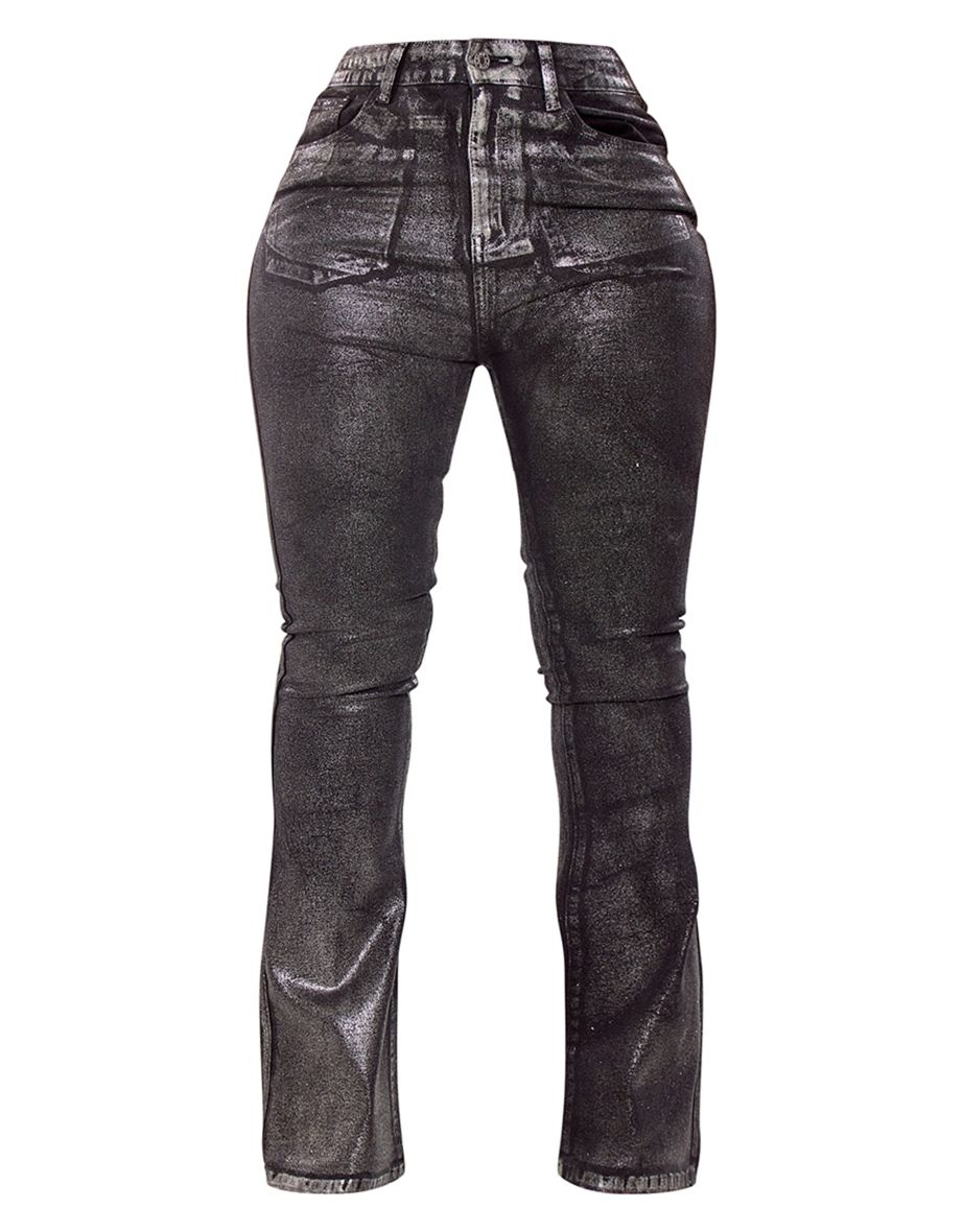 Shape Silver Denim Metallic Flare Jeans - 4