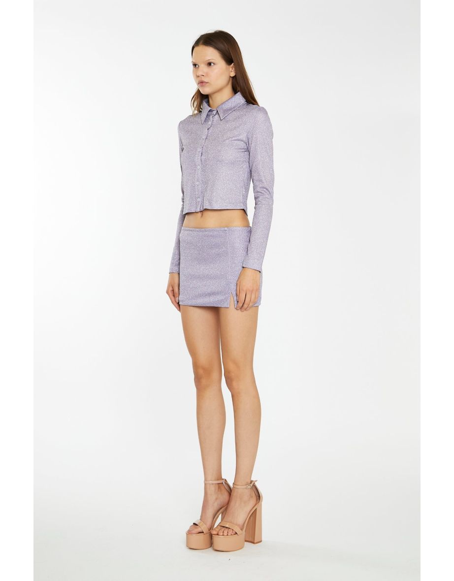Lilac-Glitter Skinny-Fit Shirt - 3