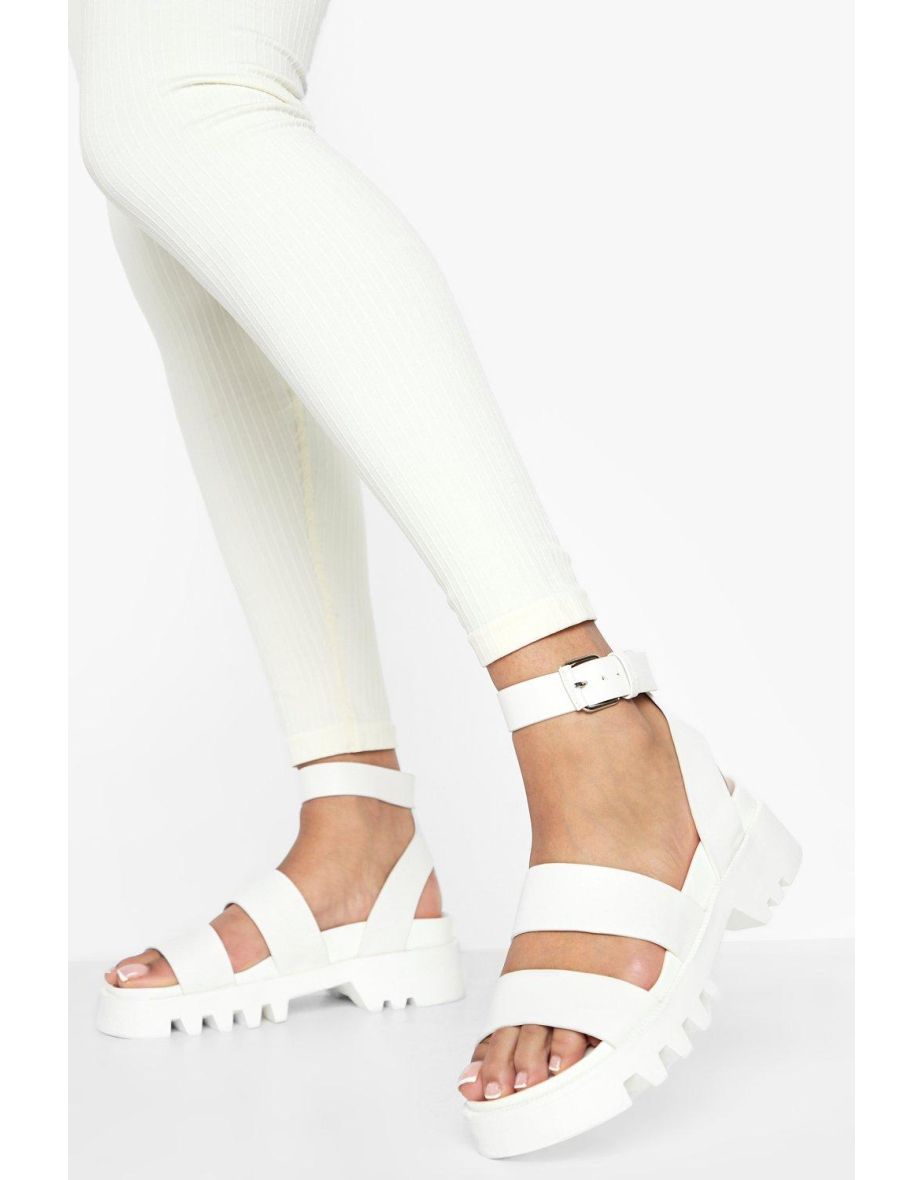 Shop Chunky Triple Strap Rubber Sandal white Online in Oman VogaCloset