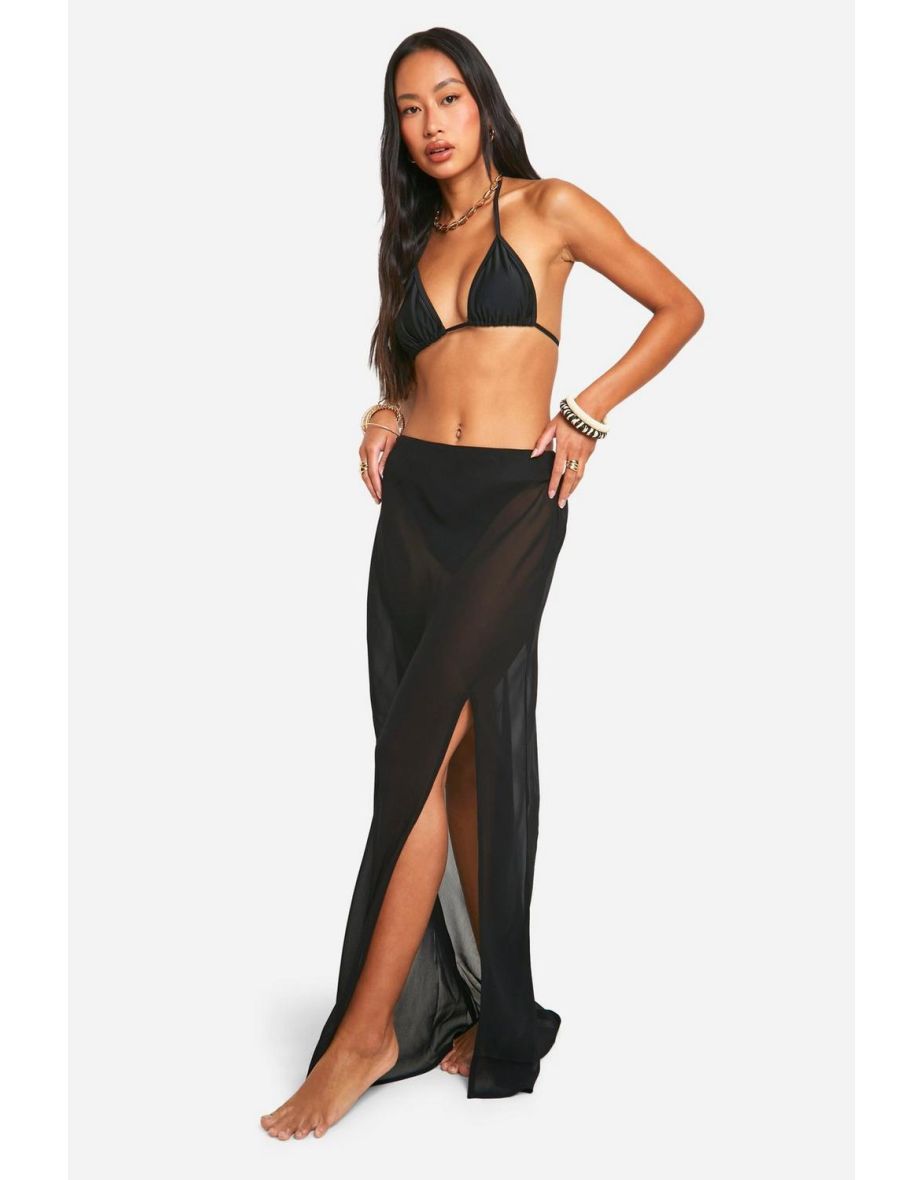 Shop Chiffon Beach Maxi Skirt black Online in Bahrain VogaCloset