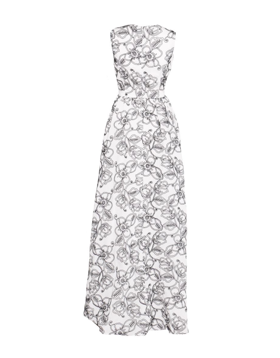 Katherine White Corded Flower High-Low Maxi-Dress - 3