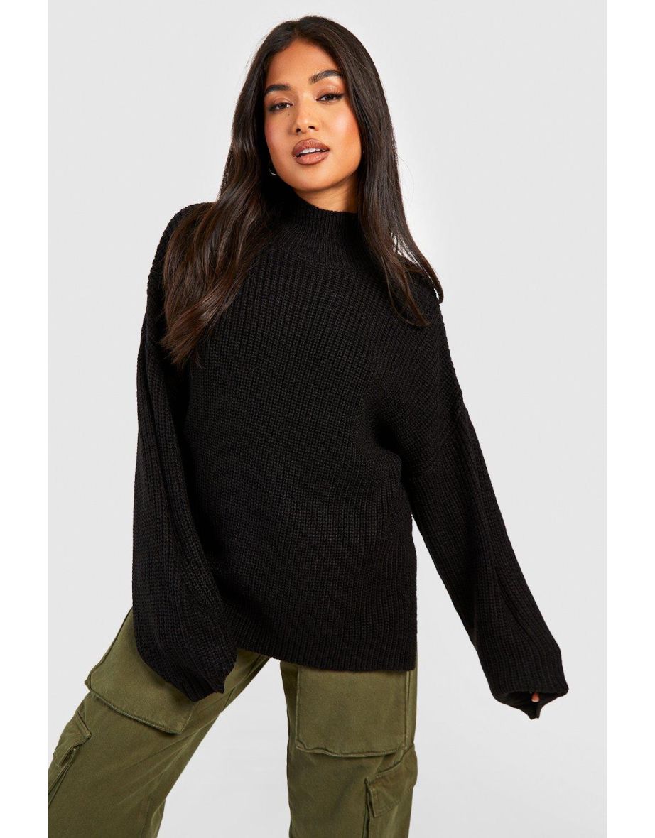 Shop Petite Turtle Neck Oversized Jumper black Online in Oman VogaCloset