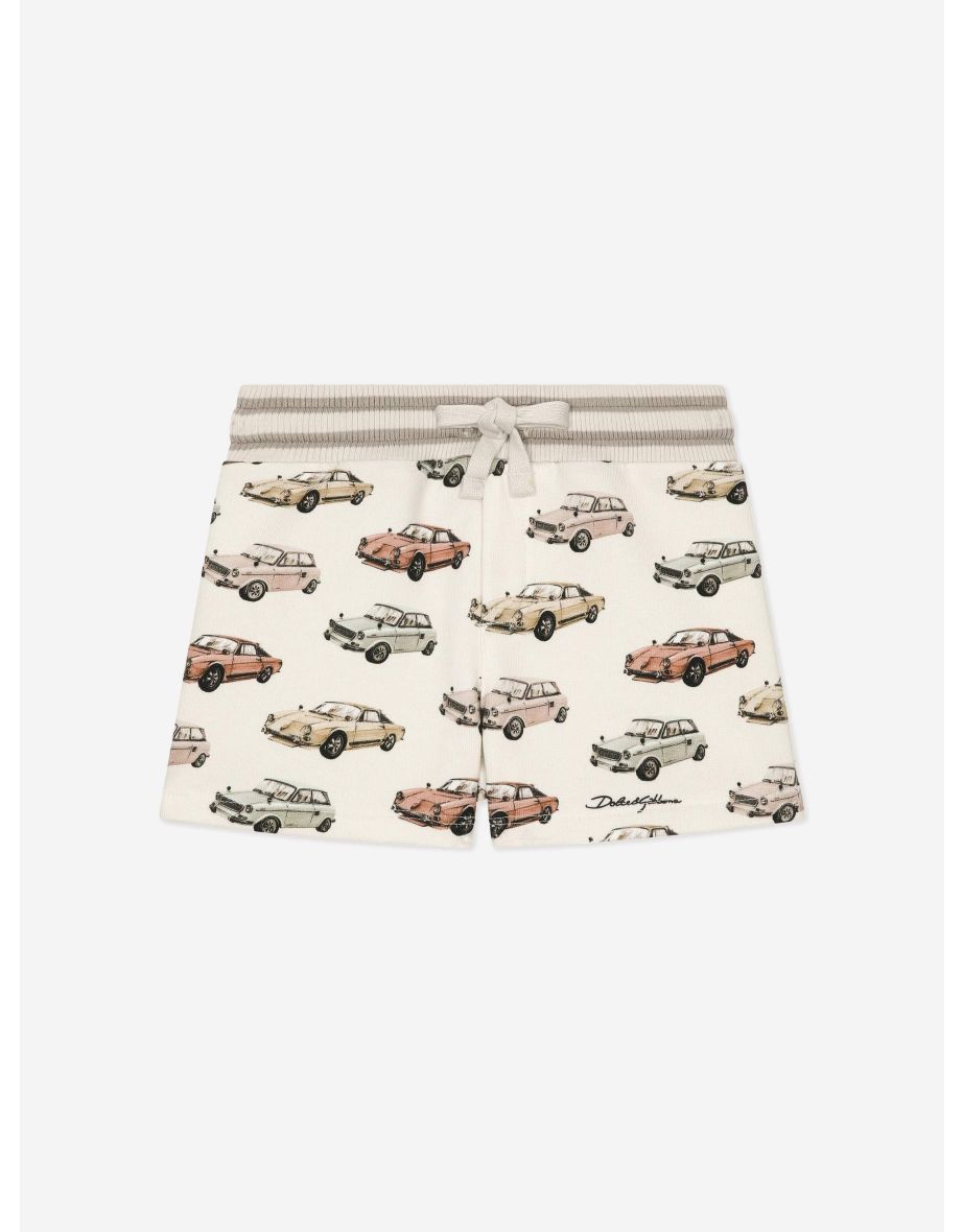 Baby Boys Car Print Shorts in Ivory