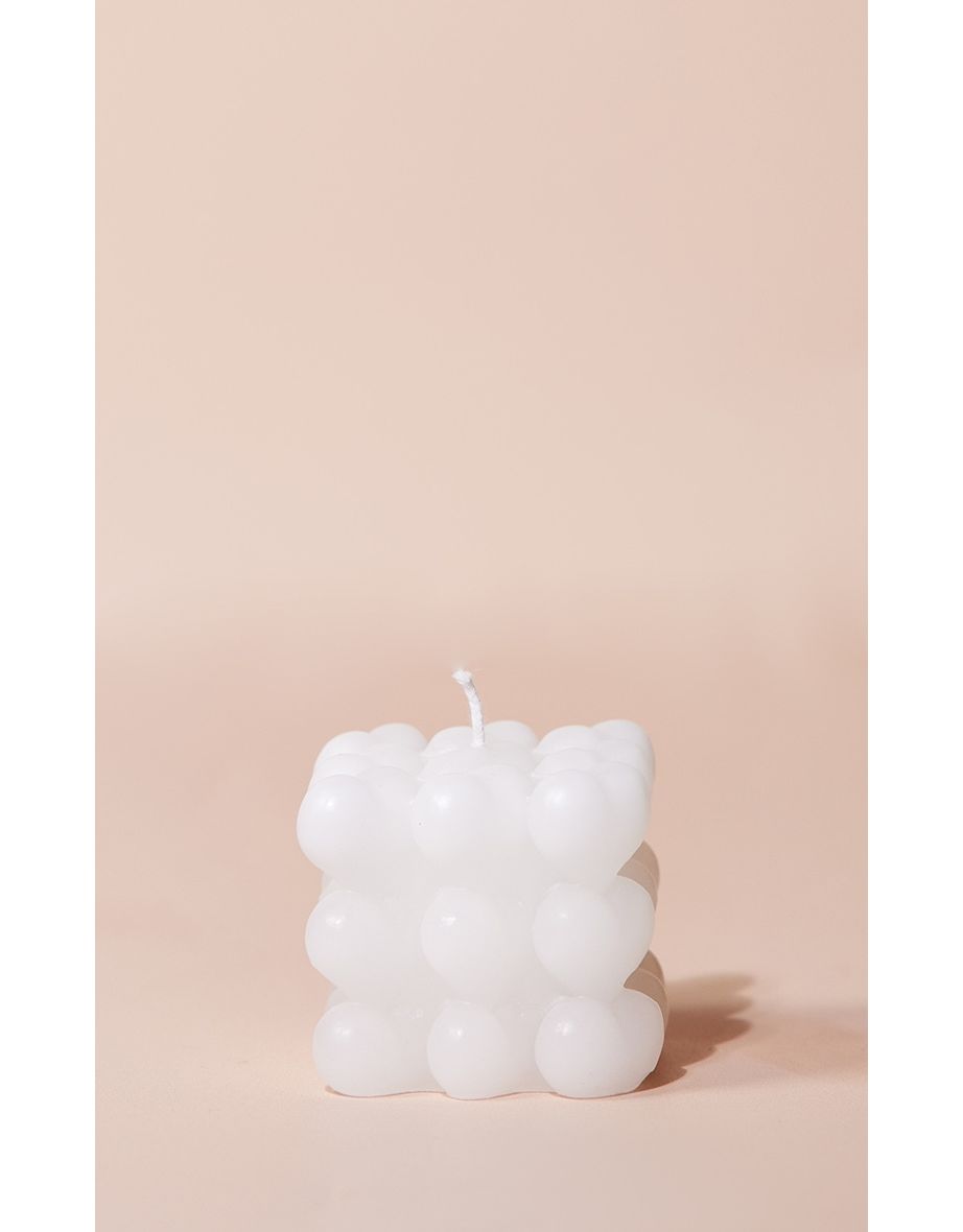 White Cube Heart Candle