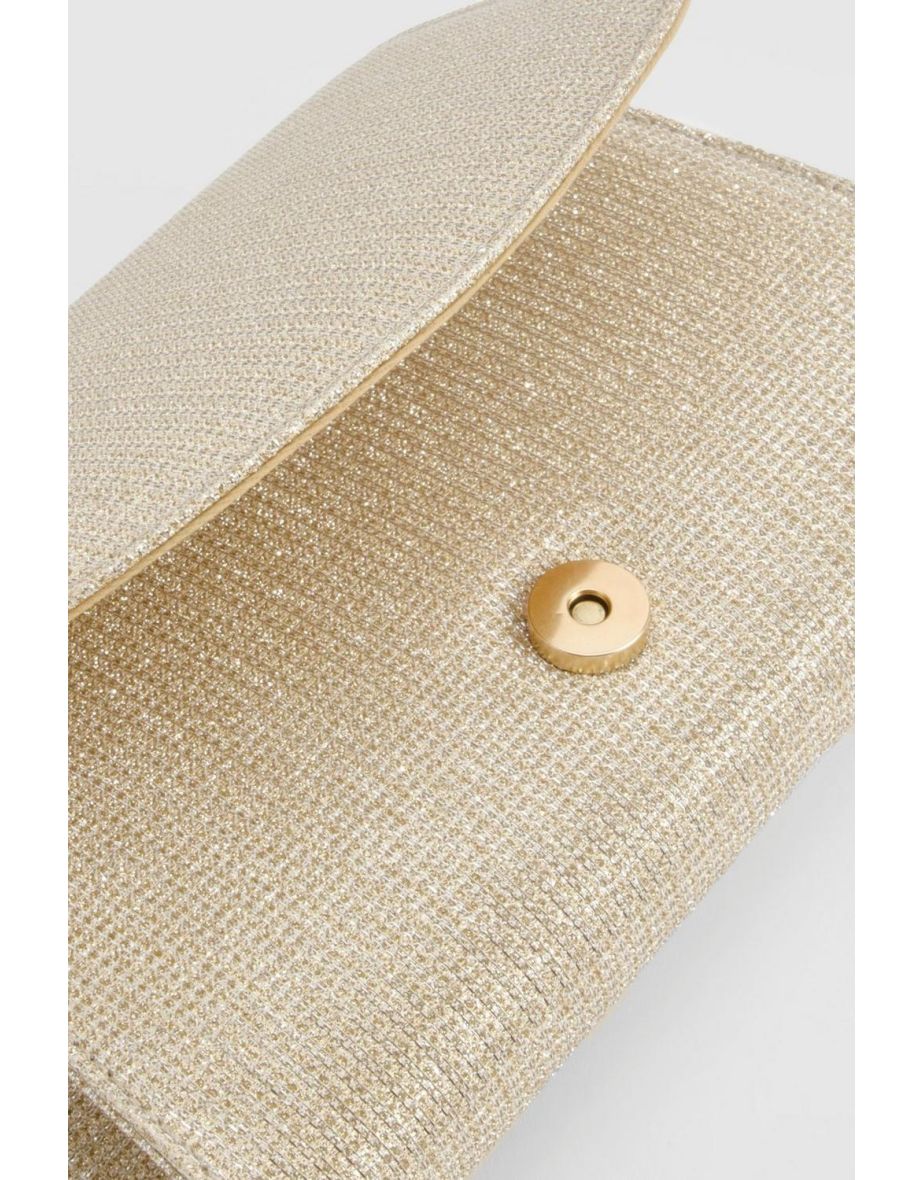 Gold Glitter Envelope Clutch Bag - gold - 3