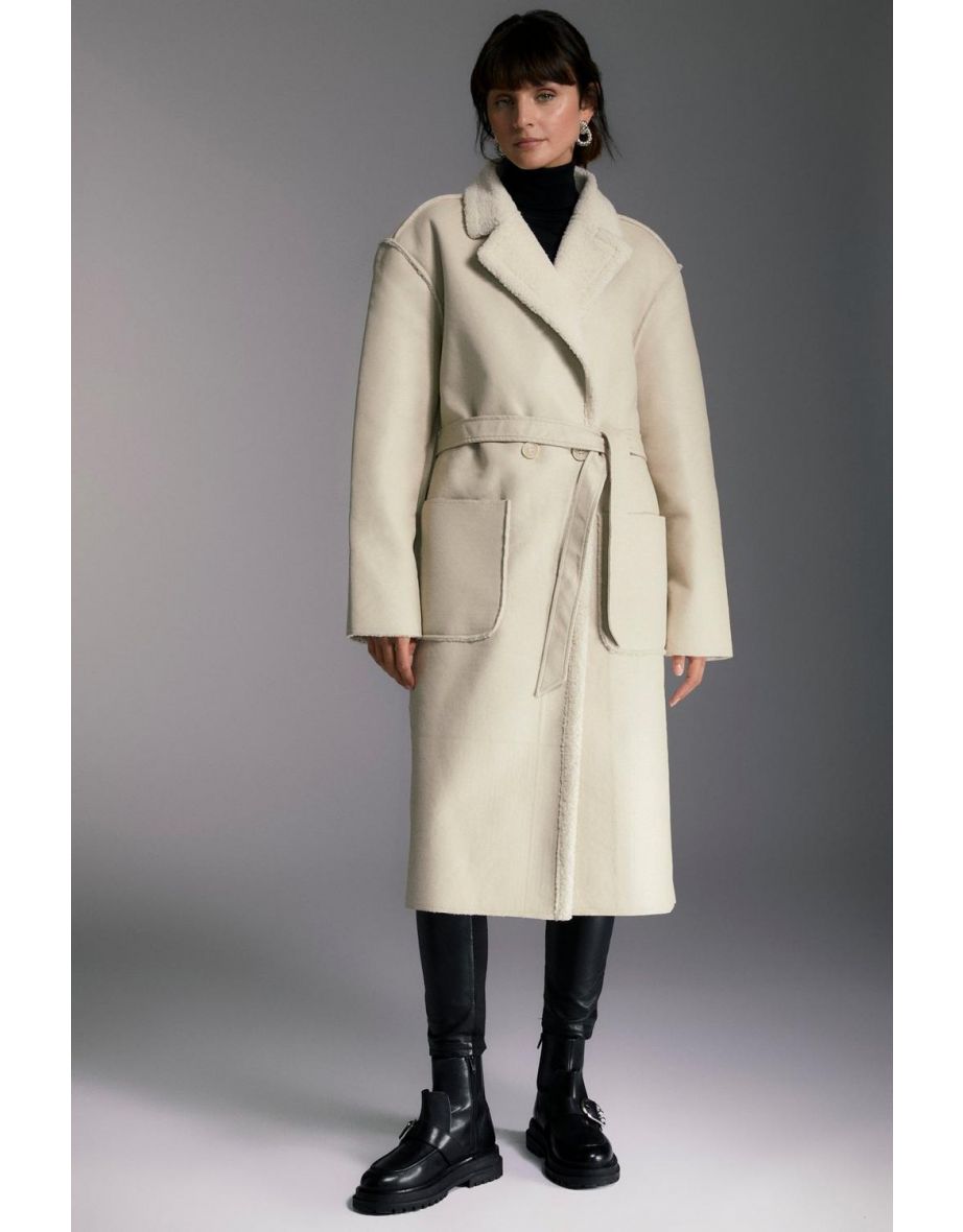 Longline beige coat sale