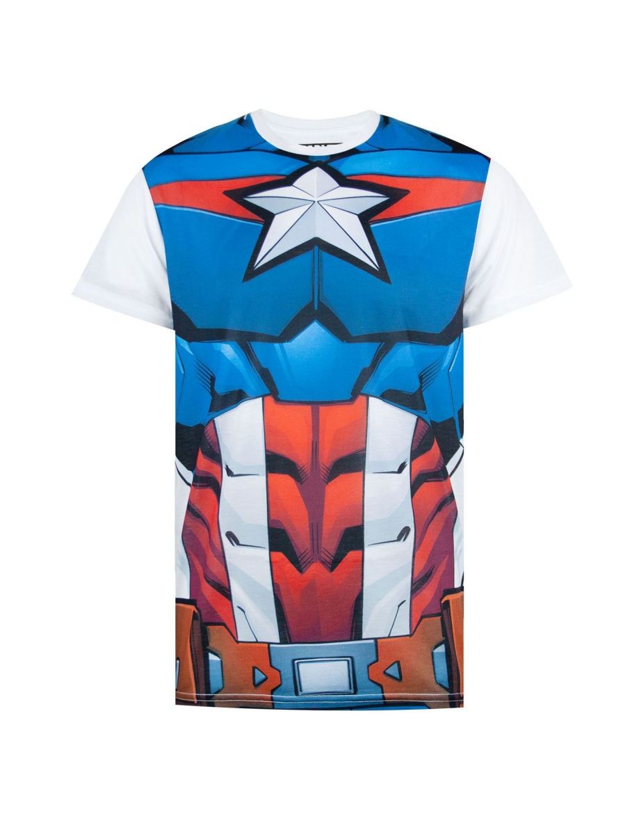 Captain America Mens Costume T-Shirt - White/Blue/Red