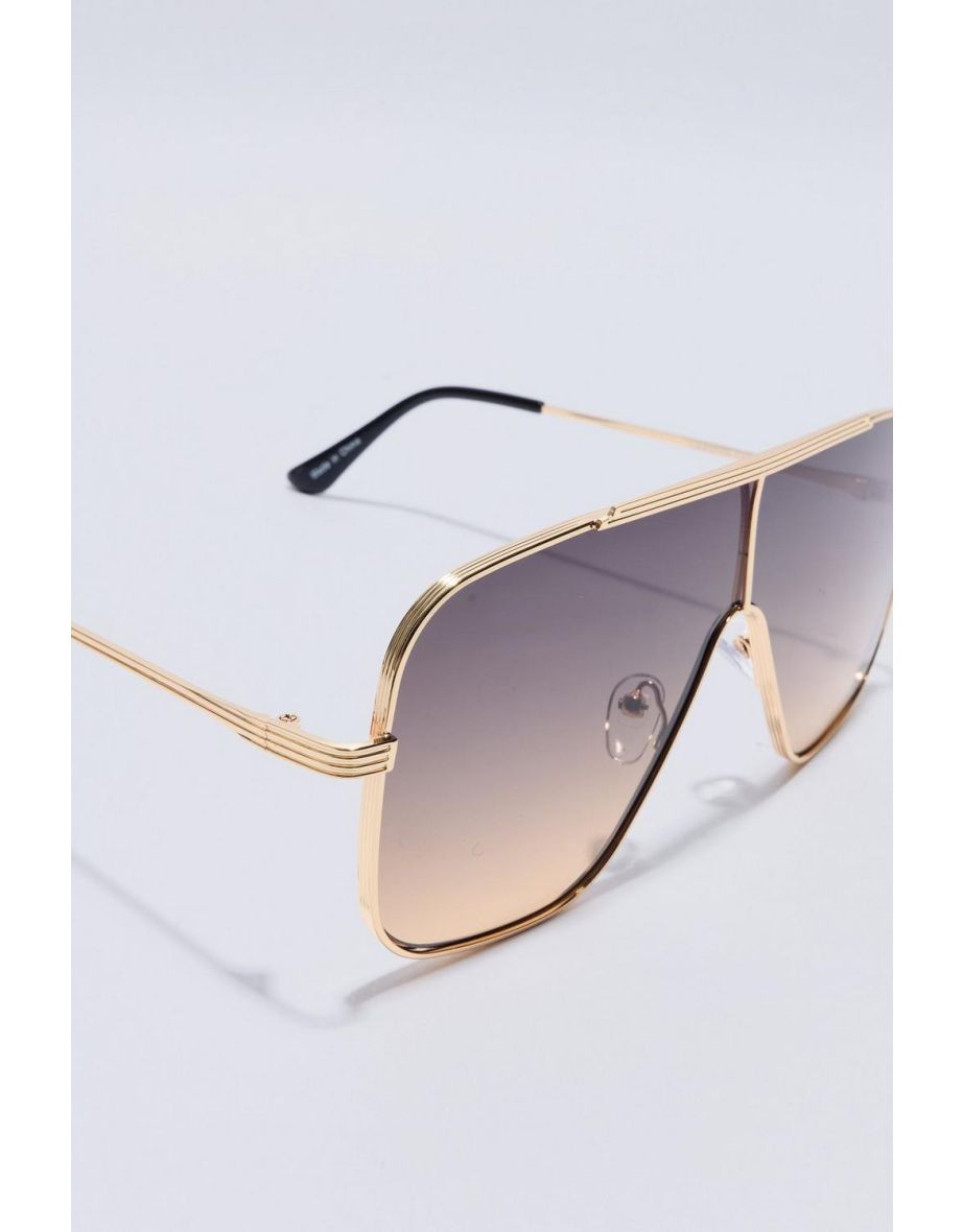 Metal Aviator Detail Sunglasses - light brown - 3