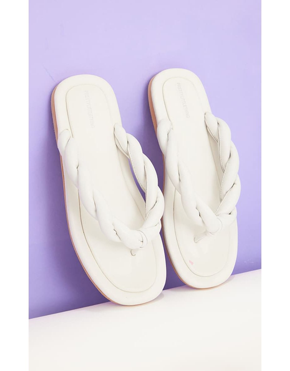 Shop White Leather Chunky Plaited Mule Sandals Online in Oman VogaCloset
