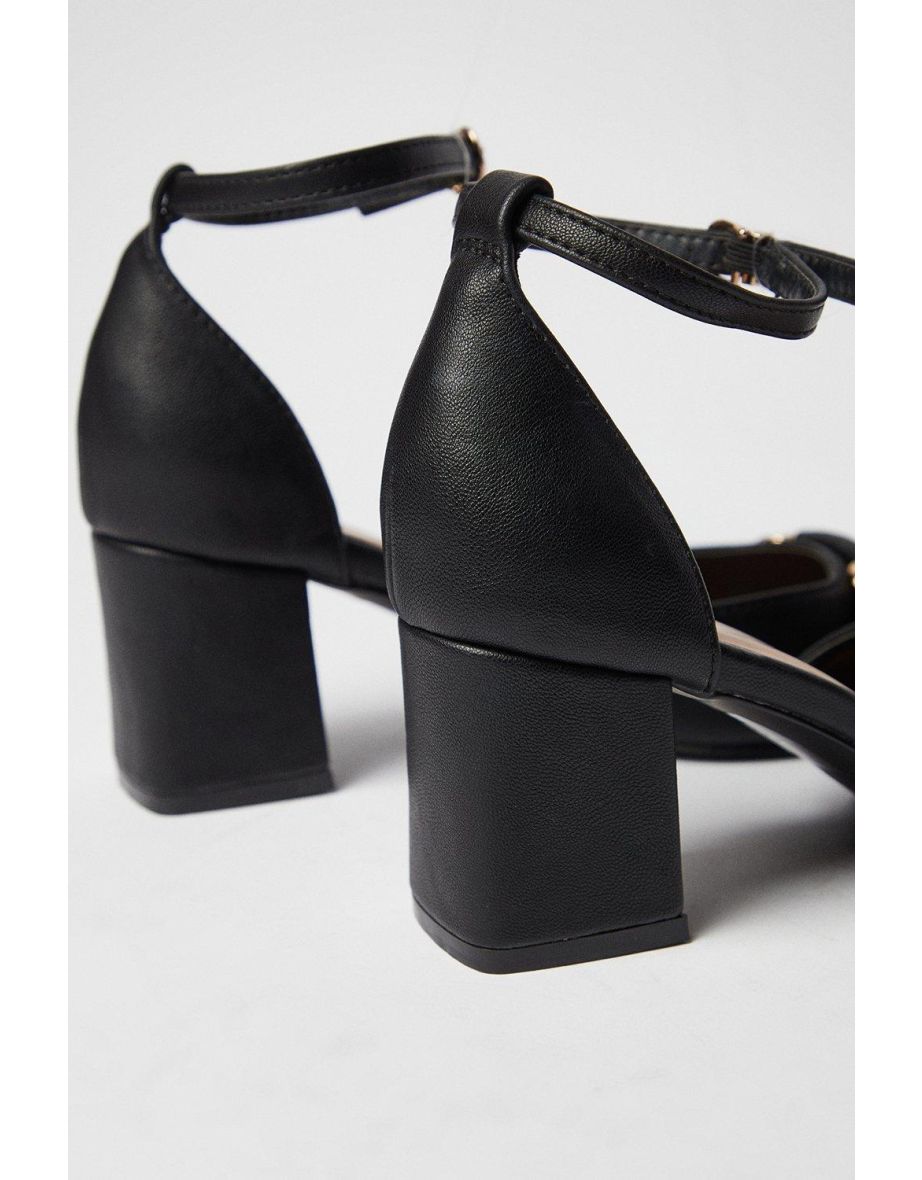 Wide Fit Dolly Snaffle Detail Medium Block Heel Court Shoes - 3