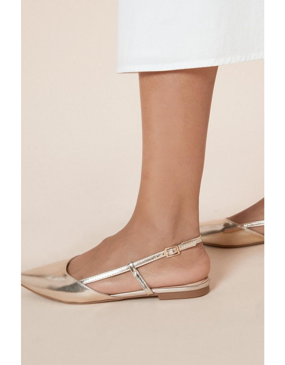 Briony Faux Leather Comfort Sock Pointed Slingback Flat Shoes - 3
