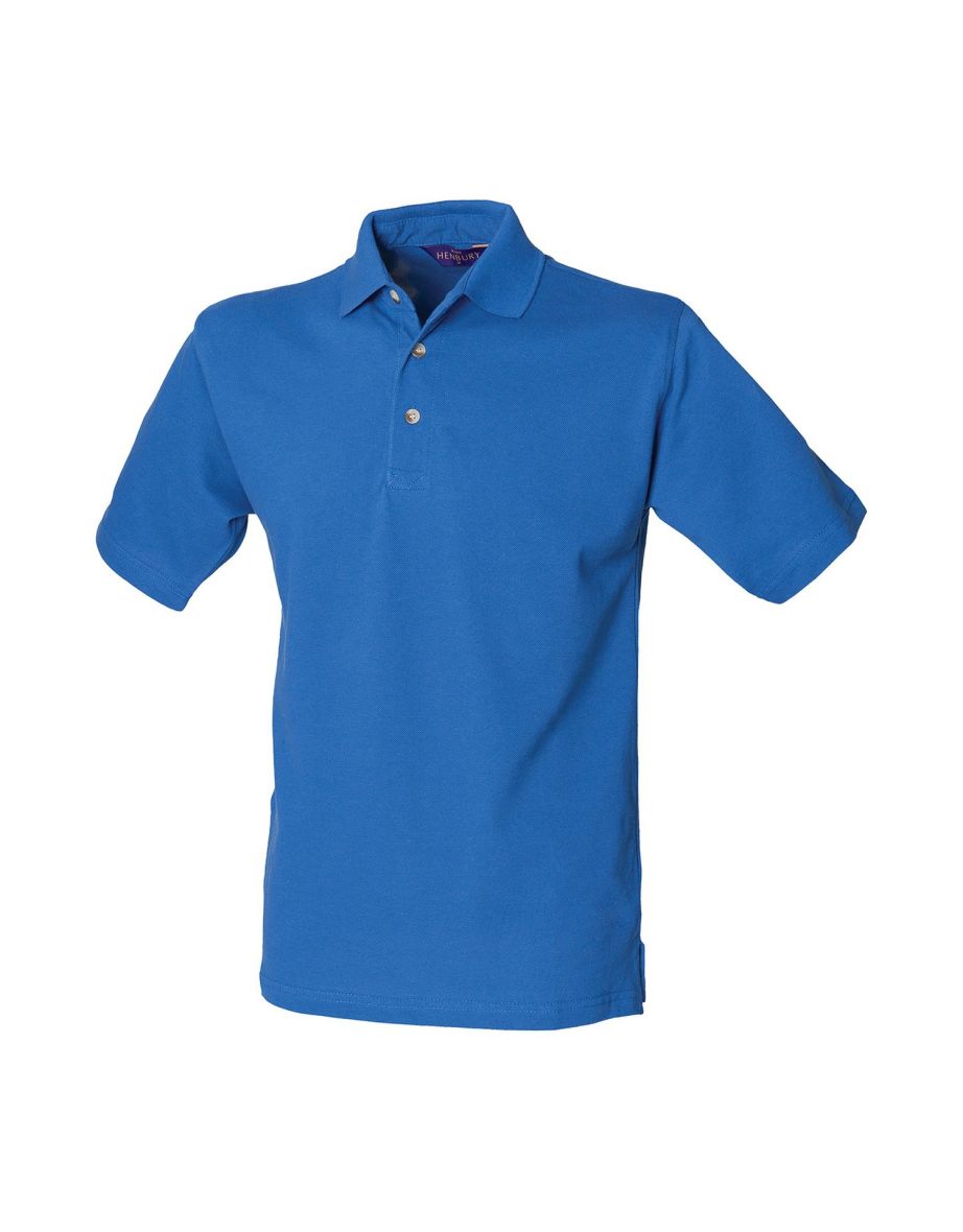 Henbury Mens Classic Cotton Pique Heavy Polo Shirt - Royal Blue
