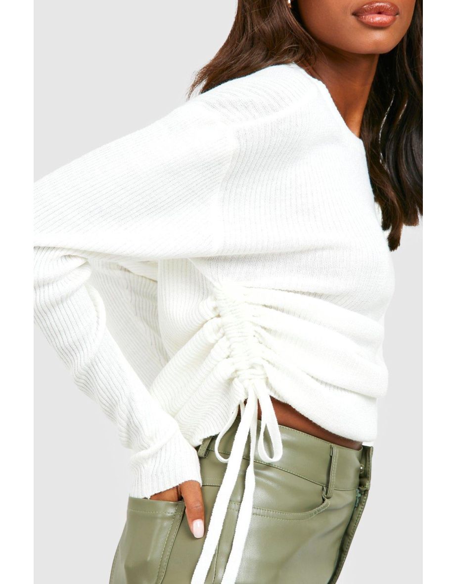 Ruched Side Jumper - ivory - 3