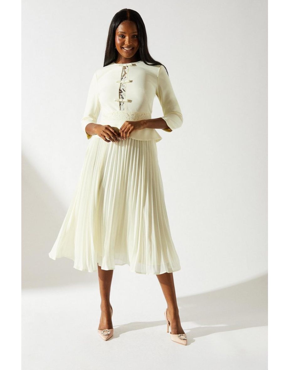Crepe Pleat Lace Dress
