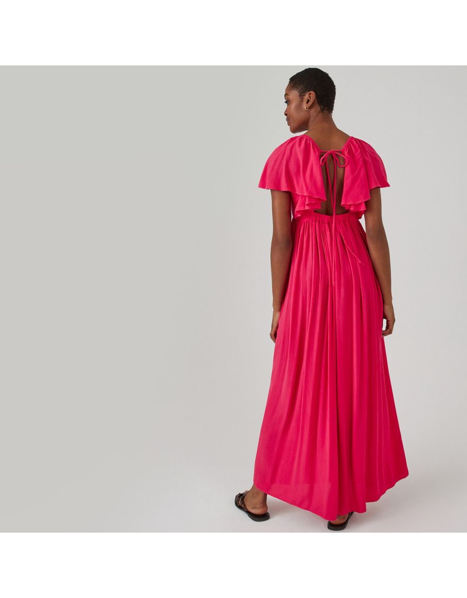 Empire Line Maxi Dress with Ruffled Sleeves - 4