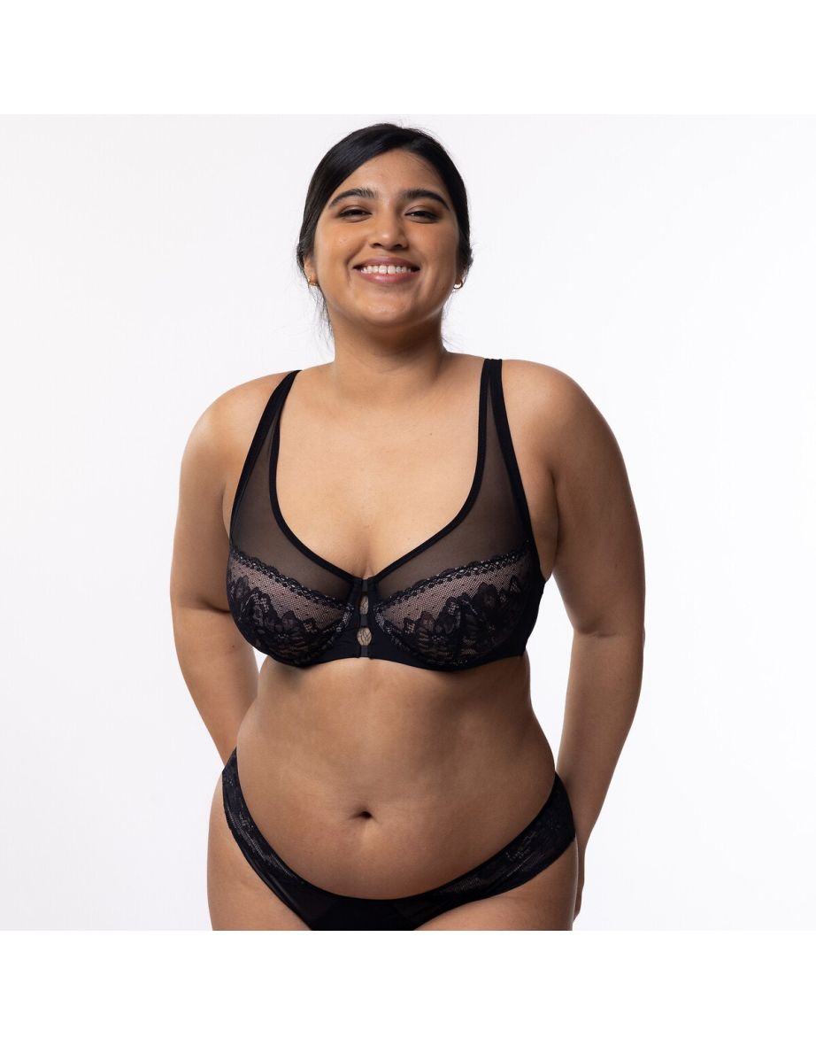 Buy Black Recycled Lace Full Cup Bra 42D | Bras | Argos