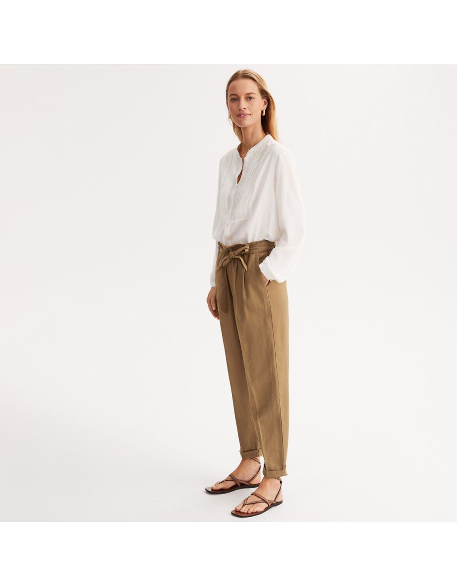 Linen Mix Joggers with Tie-Waist