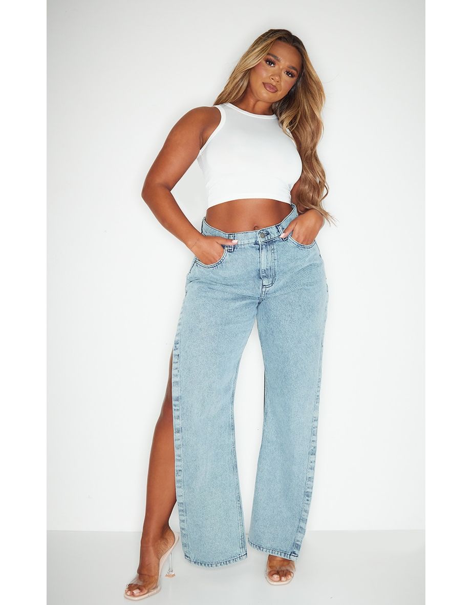 Shape Vintage Light Wash Extreme Split Detail Jeans