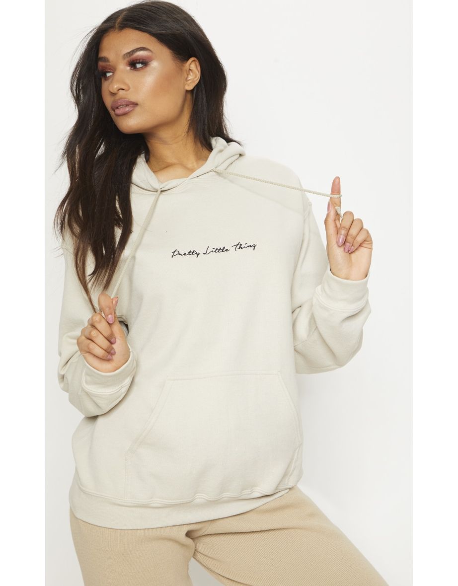 PRETTYLITTLETHING Sand Oversized Basic Sweat Hoodie